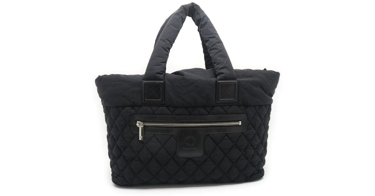 Lyst Chanel Quilted Cloth Coco Co Shoulder Bag Black 6526 In