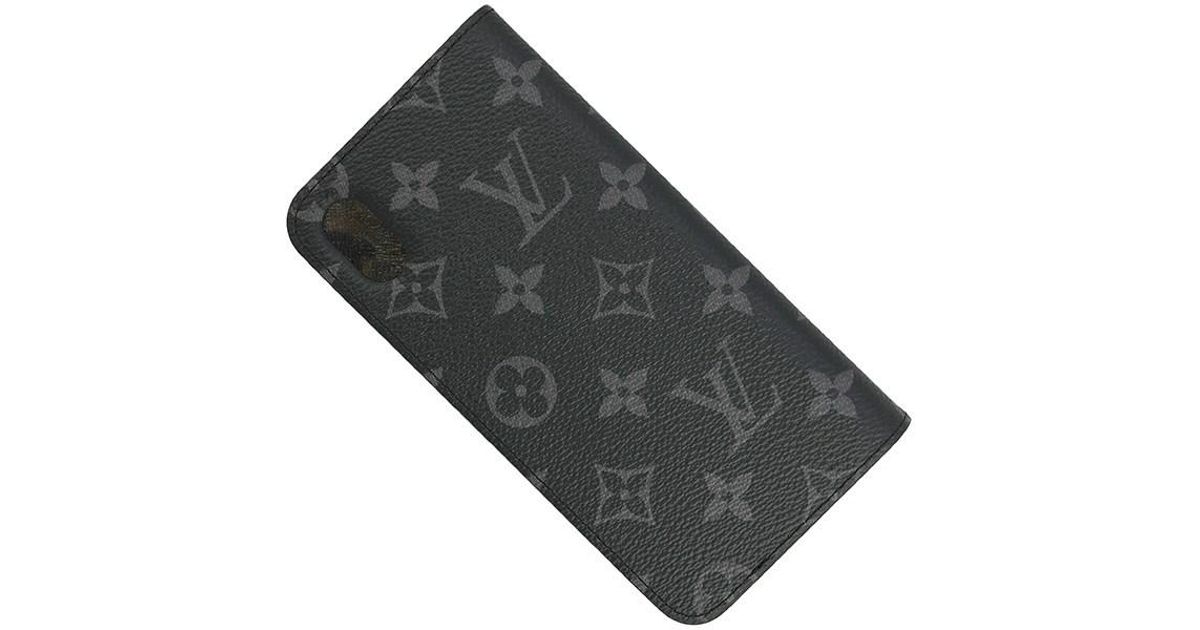 Louis Vuitton Iphone X Max Folio Case Monogram Eclipse Black Gray in Black - Lyst