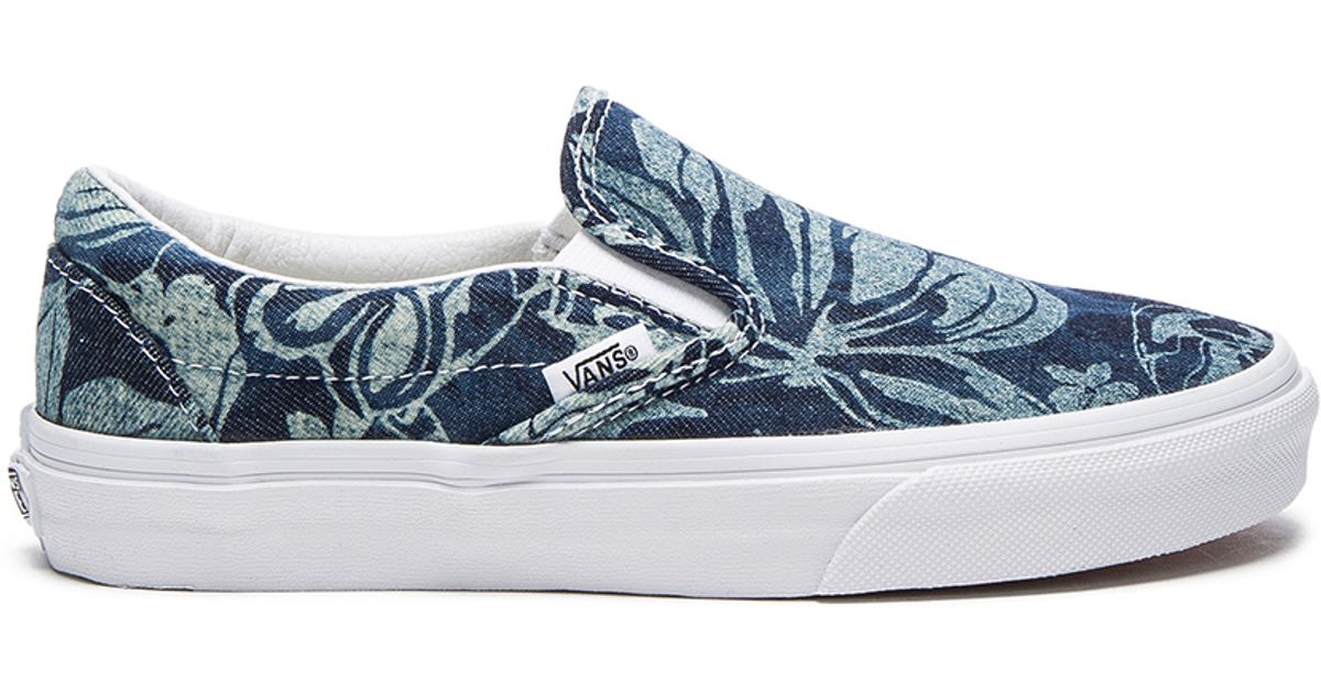 Vans Indigo Tropical Slip-On Canvas Sneakers in Gray (Blue & True White ...