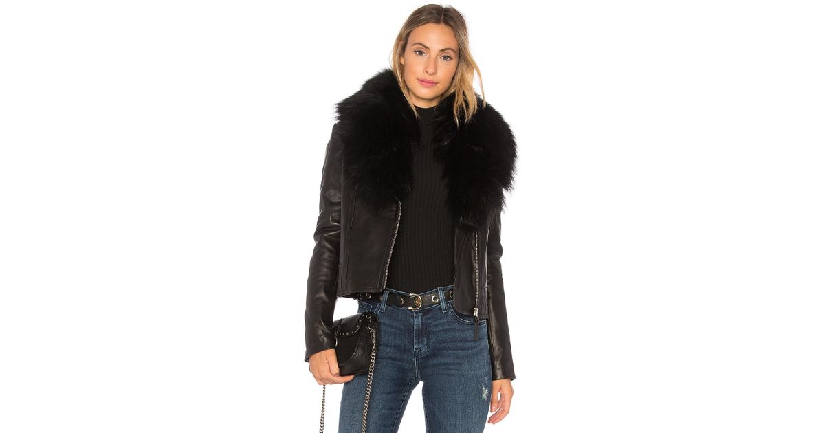 Lyst Mackage Yoana Leather Jacket With Fur Trim In Black