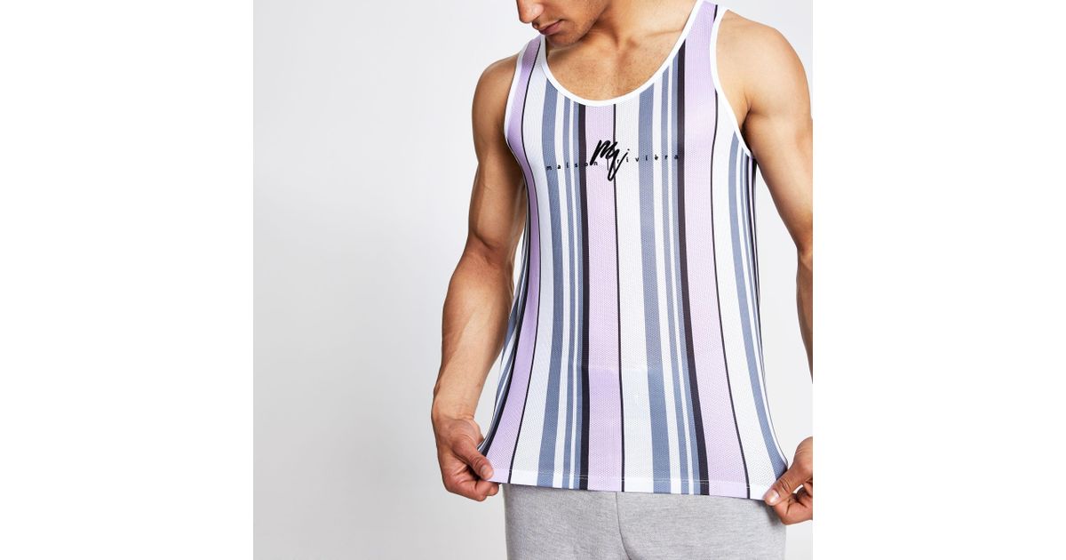 River Island Synthetic Lilac Stripe Slim Fit Mesh Vest in Purple for