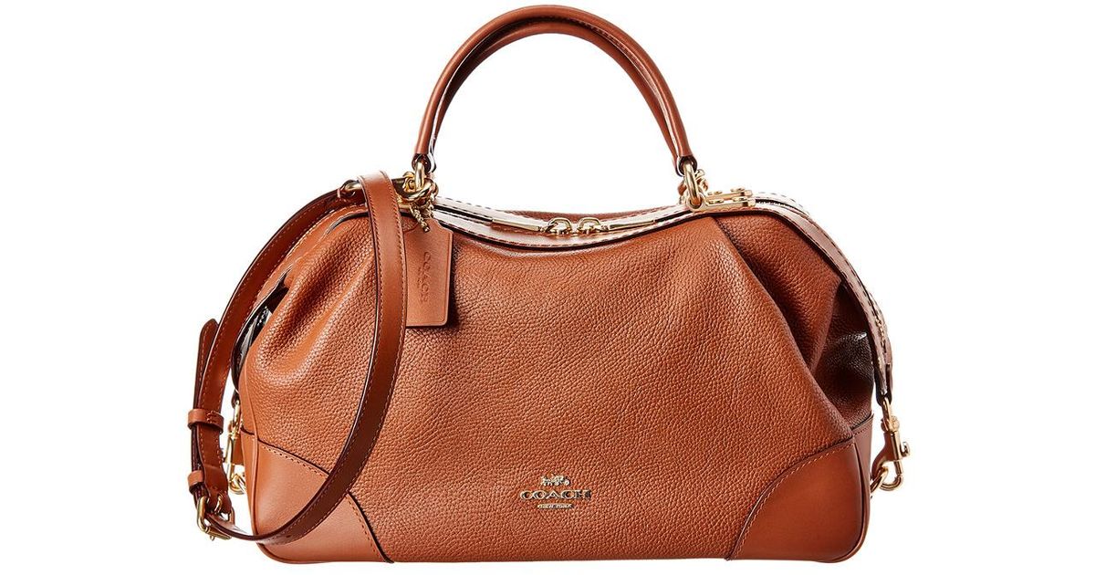 COACH Lane Leather Satchel in Brown - Lyst