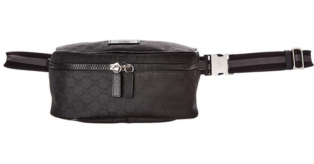 Gucci Black GG Nylon & Leather Belt Bag in Black - Lyst