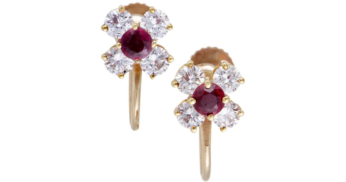 Lyst Heritage Tiffany Co 18k 1 35 Ct Tw Diamond Tiffany Co 18k 1 35 Ct Tw Diamond Ruby Earrings