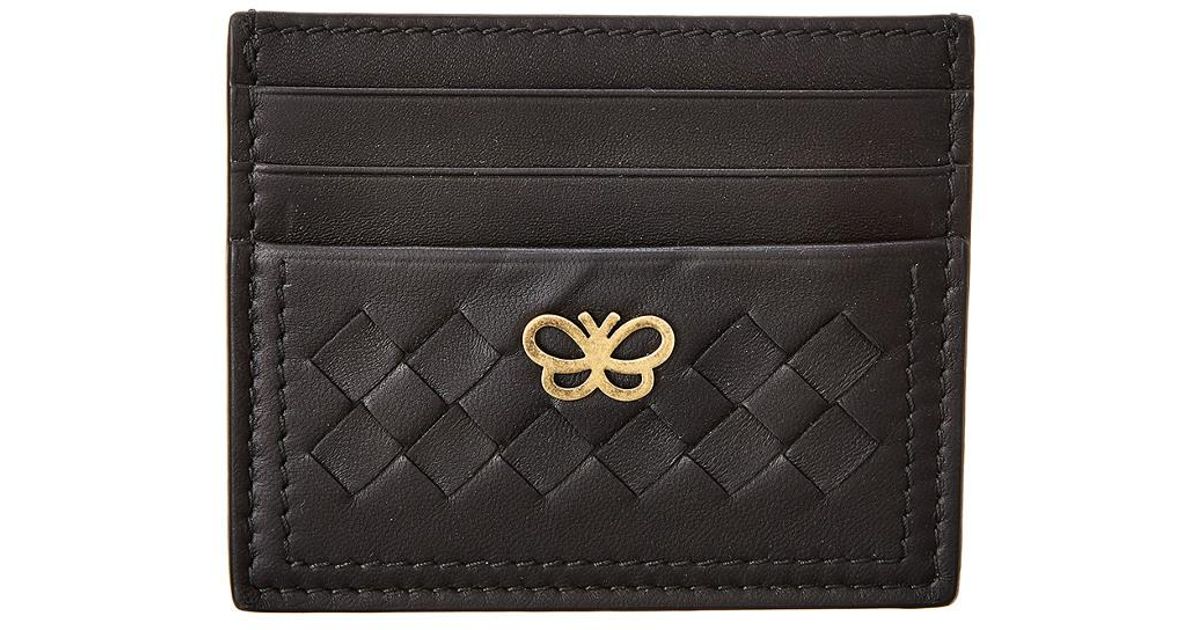 Bottega Intrecciato Leather Card Holder in Black Lyst