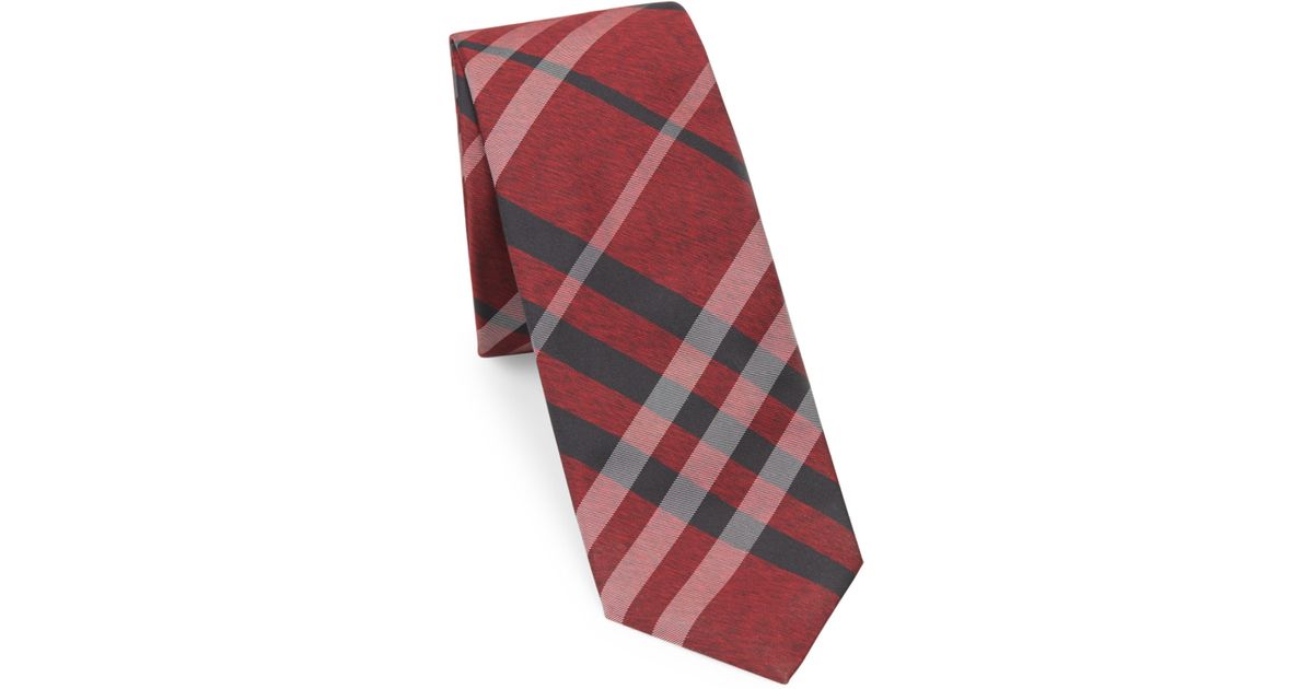 burberry red check tie