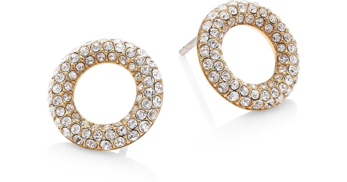 Lyst Michael Kors Pave Crystal Circle Stud Earrings In Metallic