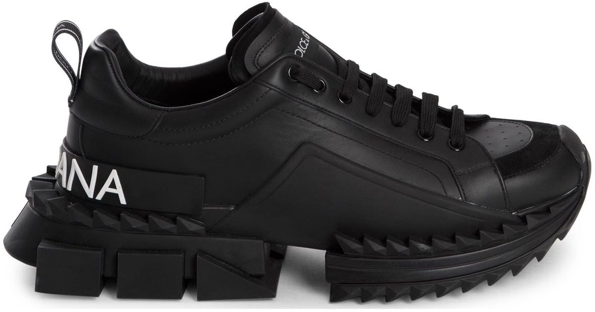 Dolce & Gabbana Leather Super King Sneakers in Black for Men - Lyst