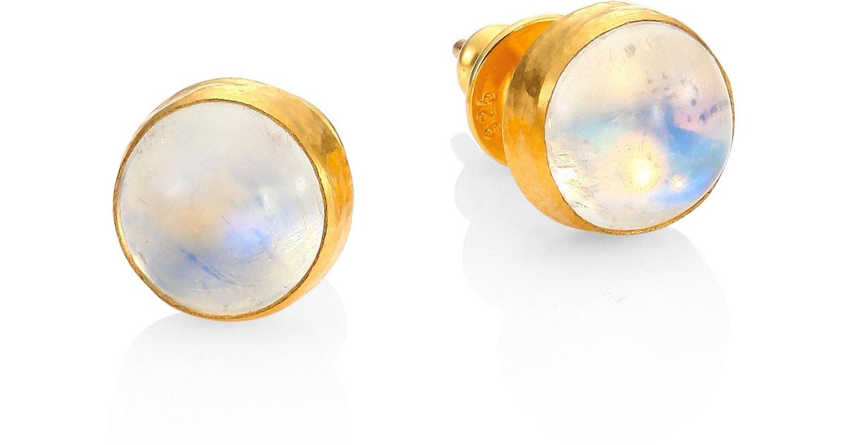 Lyst Gurhan Amulet Hue Small Moonstone 24k Yellow Gold Stud Lyst Gurhan Amulet Hue Small Moonstone 24k Yellow Gold Stud Earrings In Metallic