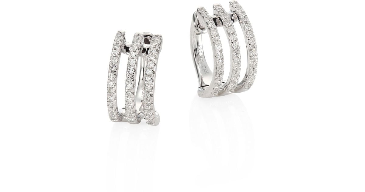 Lyst Ef Collection Multi Huggie Diamond 14k White Gold Earrings Lyst Ef Collection Multi Huggie Diamond 14k White Gold Earrings In Metallic
