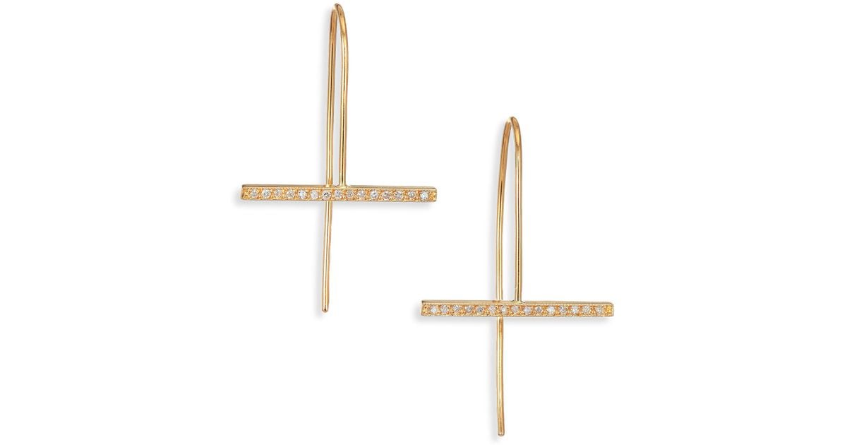 Lyst Zoe Chicco Pave Diamond 14k Yellow Gold Horizontal Bar Drop Lyst Zoe Chicco Pave Diamond 14k Yellow Gold Horizontal Bar Drop Earrings In Metallic