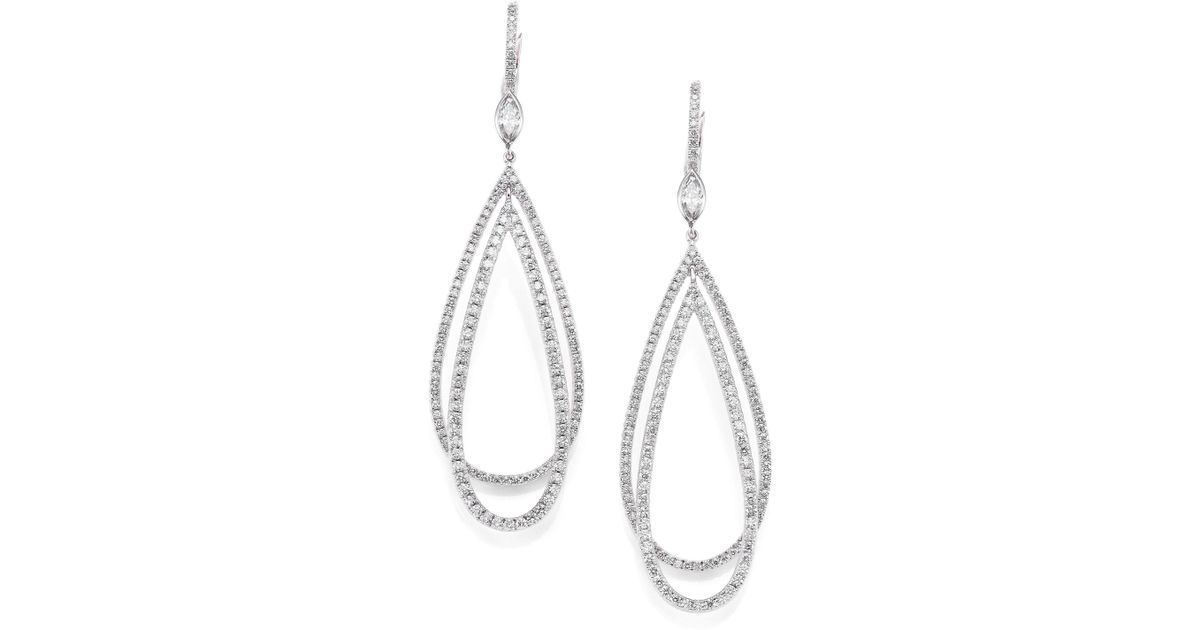 Lyst Kwiat Echo Diamond 18k White Gold Teardrop Earrings In Metallic