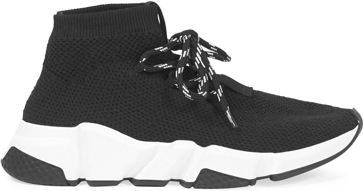 Balenciaga Lace-up Speed Sock Sneakers in Black - Lyst