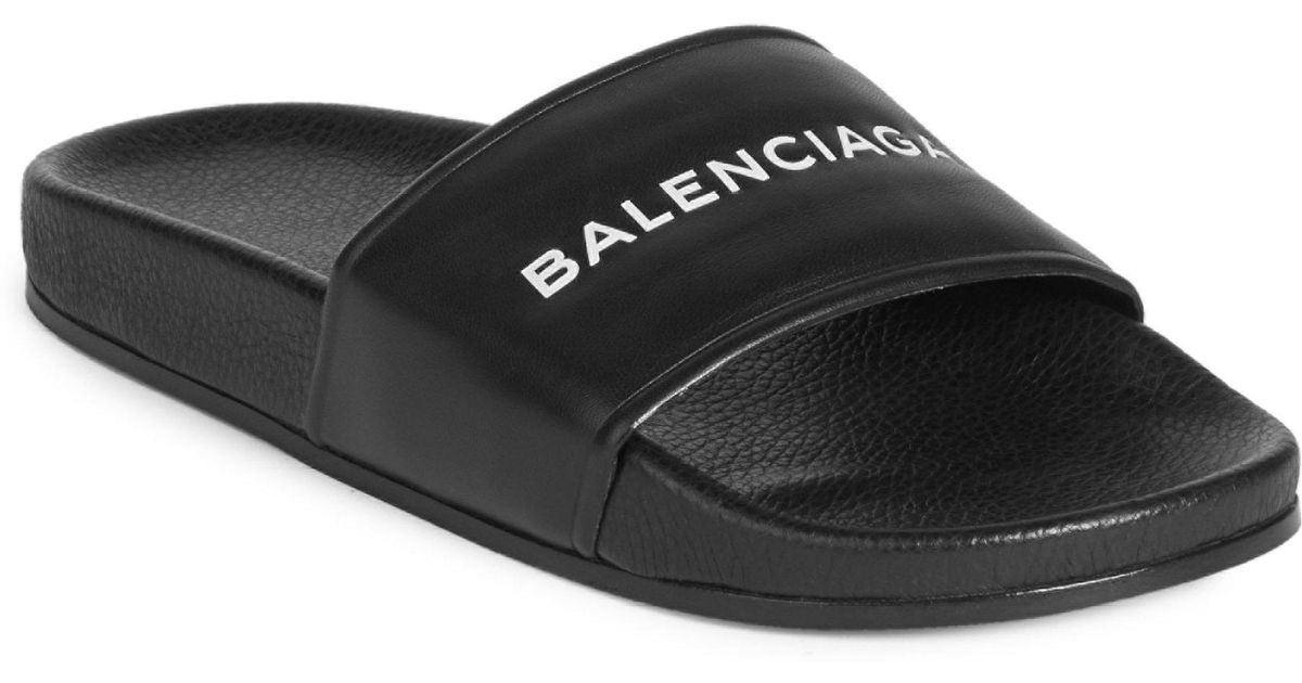 Lyst - Balenciaga Logo Slides in Black for Men - Save 17%