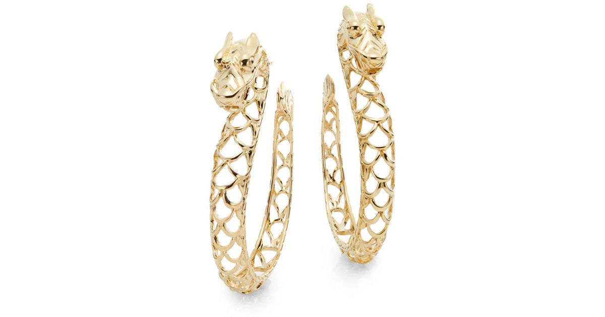 Lyst John Hardy Naga 18k Yellow Gold Dragon Hoop Earrings In Metallic