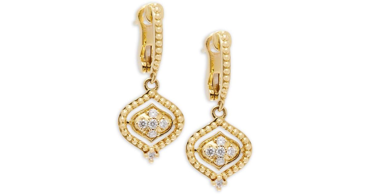 Lyst Judith Ripka Stella Diamond 18k Yellow Gold Drop And Dangle Lyst Judith Ripka Stella Diamond 18k Yellow Gold Drop And Dangle Earrings In Metallic