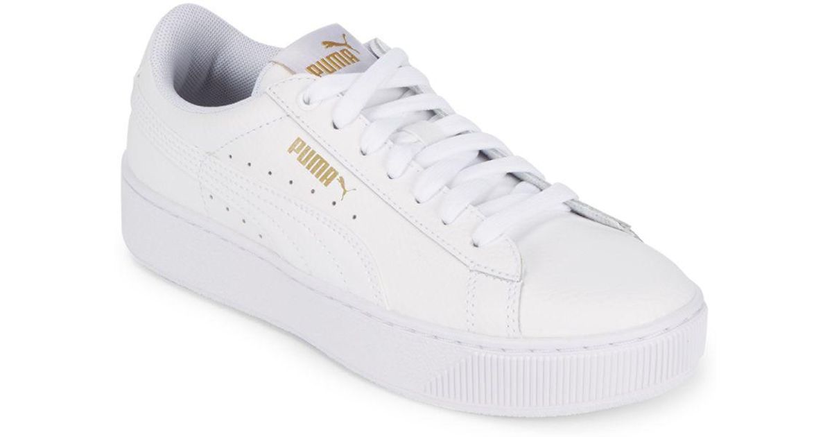puma round toe lace up sneakers black