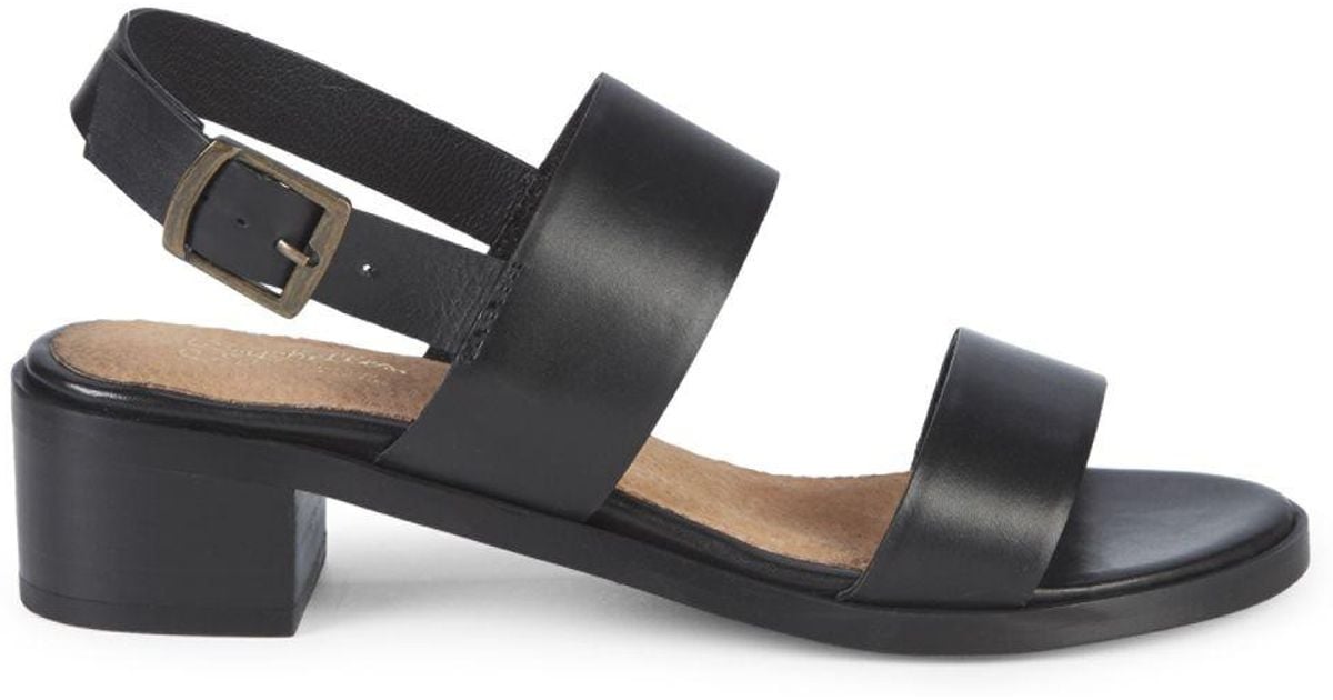 Seychelles Double  Strap  Leather Sandals  in Black Lyst