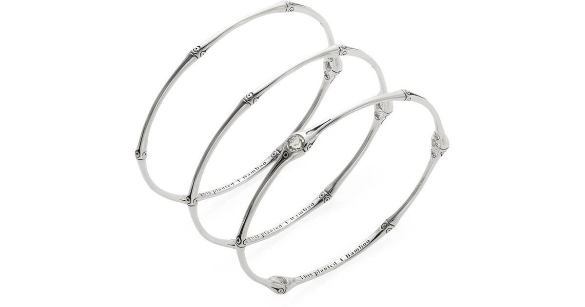 Lyst John Hardy Bamboo White Topaz Sterling Silver Bangle Lyst John Hardy Bamboo White Topaz Sterling Silver Bangle Bracelet Set In Metallic