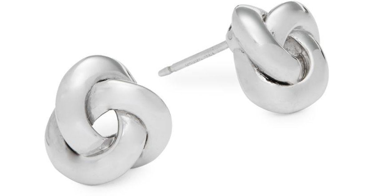 Lyst Saks Fifth Avenue 14k White Gold Knot Earrings In Metallic