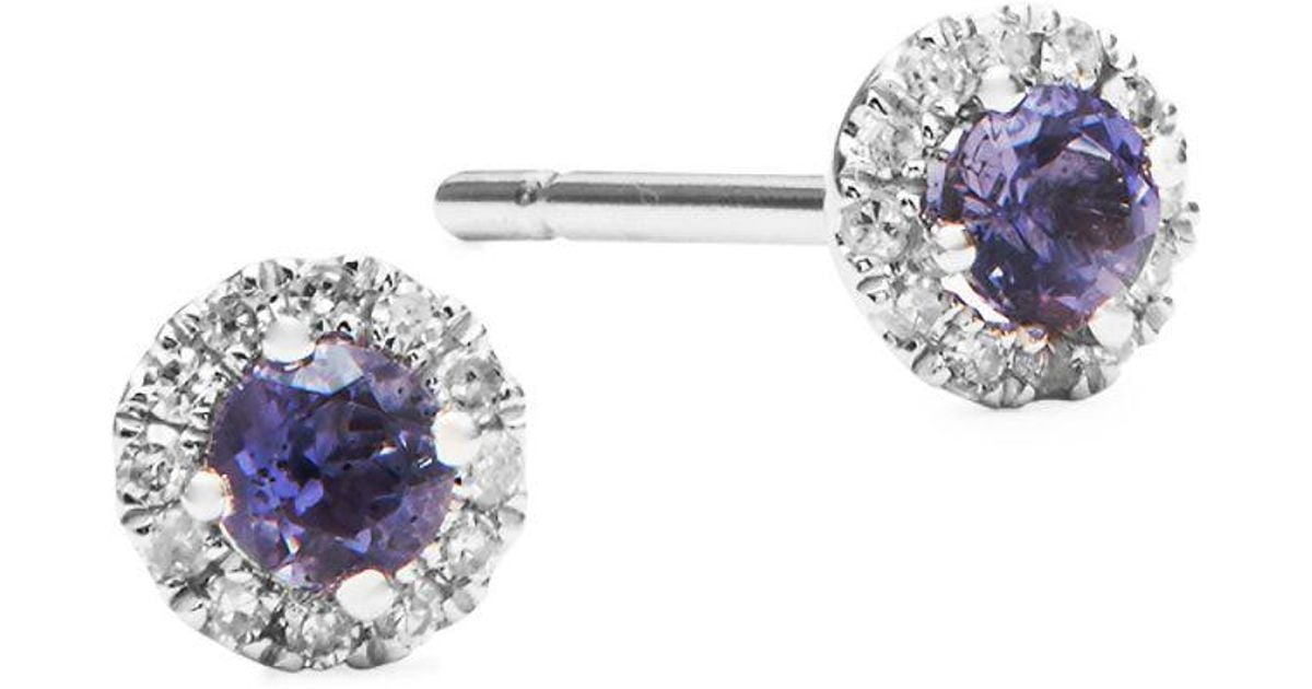 Lyst Meira T Diamond Crystal And 14k White Gold Stud Earrings In Lyst Meira T Diamond Crystal And 14k White Gold Stud Earrings In Purple Save 17