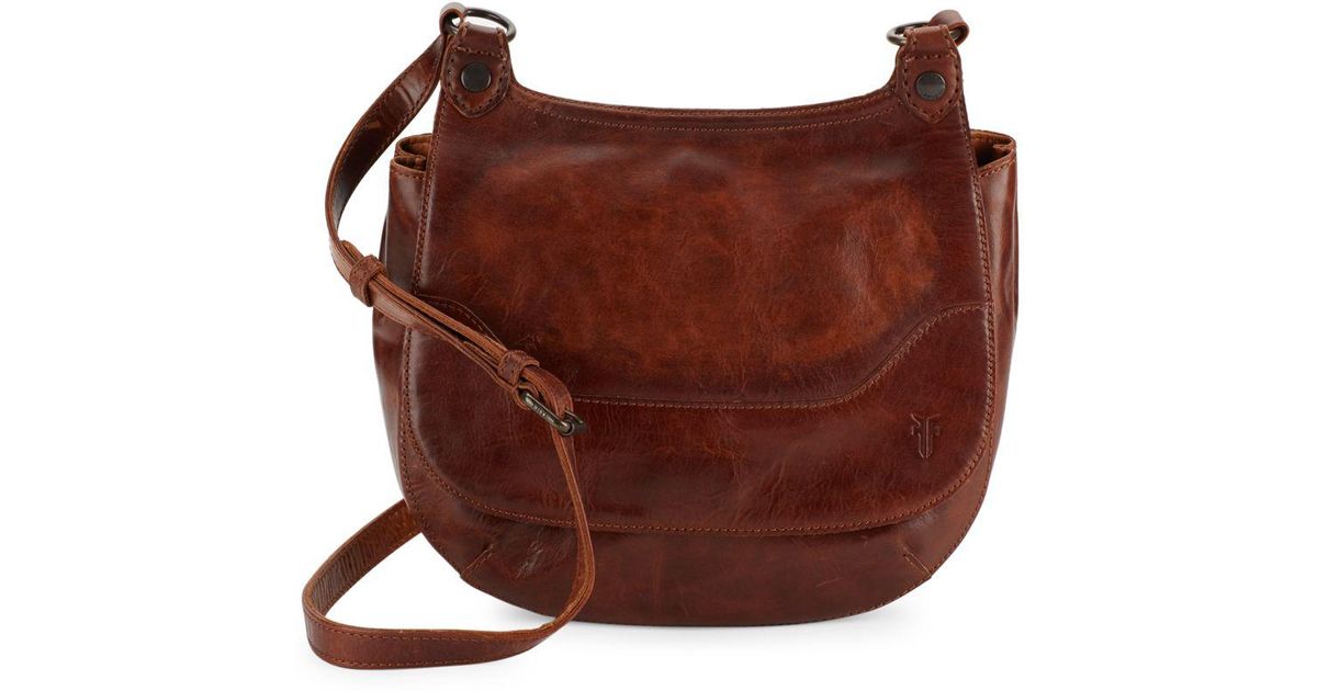 Frye Brown Snap Front Leather Saddle Bag Lyst
