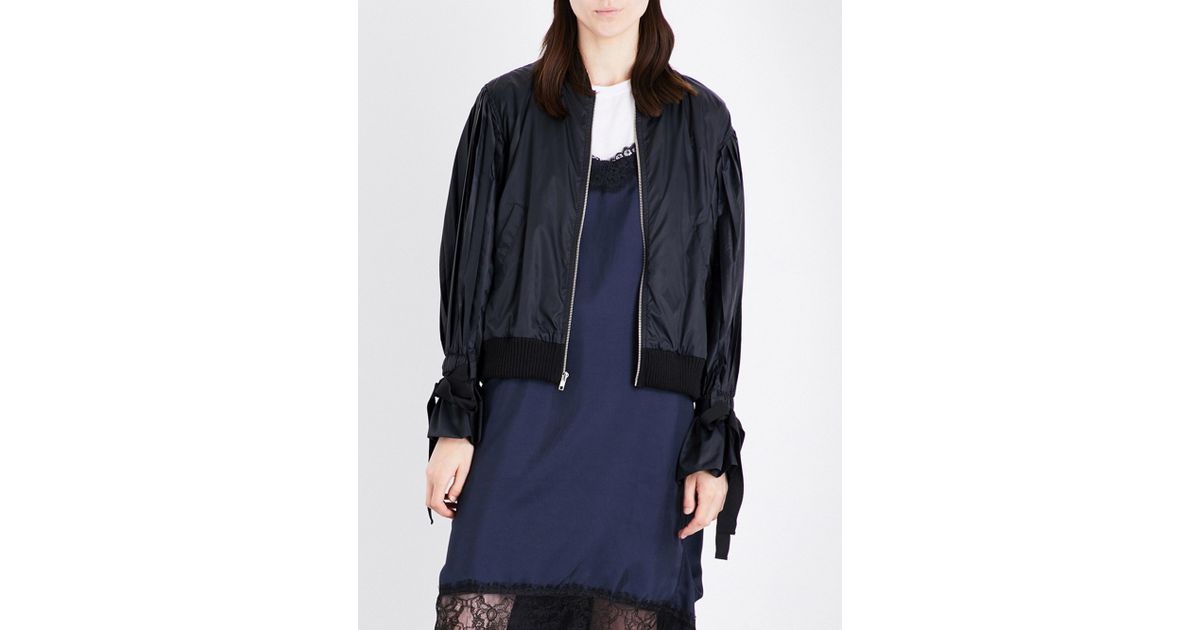 Lyst Clu Pleated Puff Sleeve Sheell Er Jacket In Black