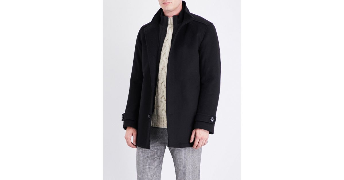 Lyst - Boss Black Zip-insert Wool And Cashmere-blend Coat in Black ... Lyst - Boss Black Zip-insert Wool And Cashmere-blend Coat in Black for Men