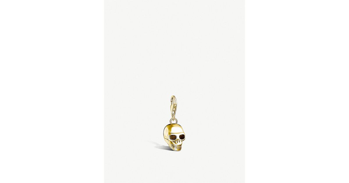 Lyst Thomas Sabo Skull 18ct Yellow Gold Plated Pendant In Metallic