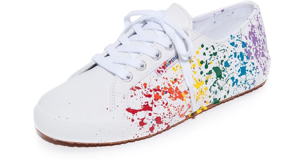 Lyst Superga 2750 Leather Splatter Paint Sneakers in White