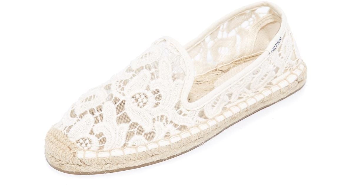 Soludos Tulip Lace Smoking Slipper Espadrilles in White | Lyst
