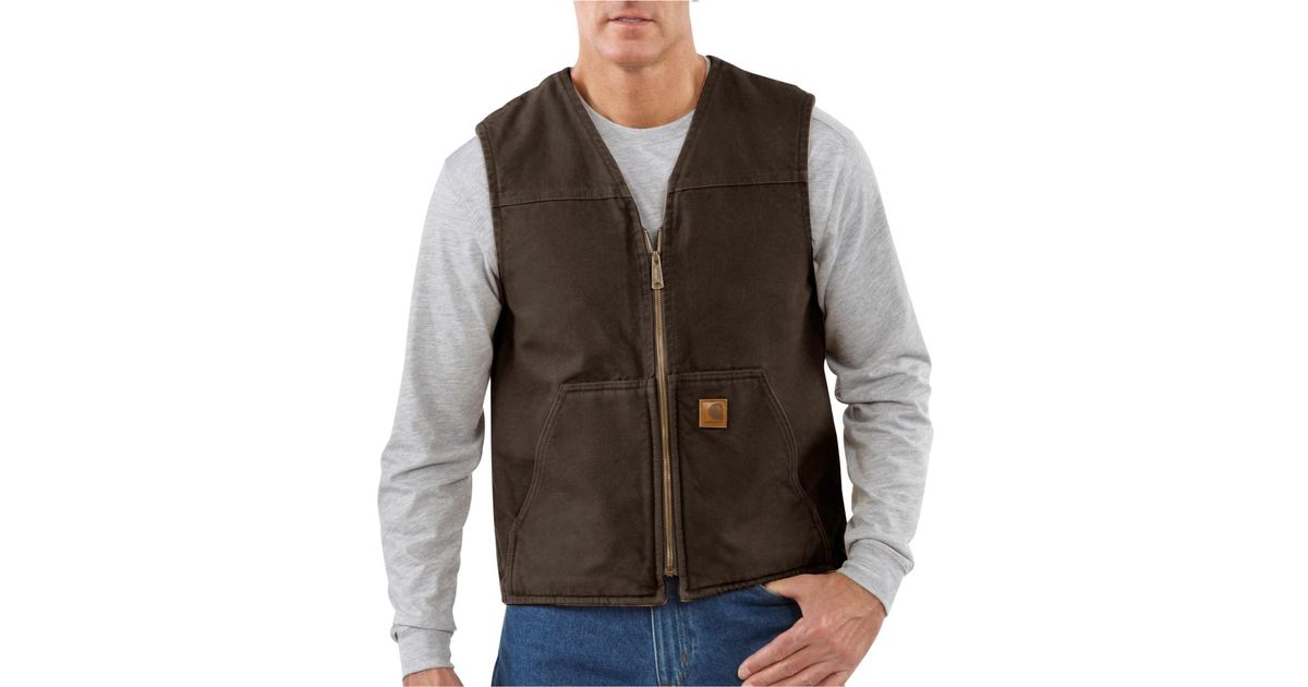 carhartt men's sherpa lined sandstone rugged vest v26