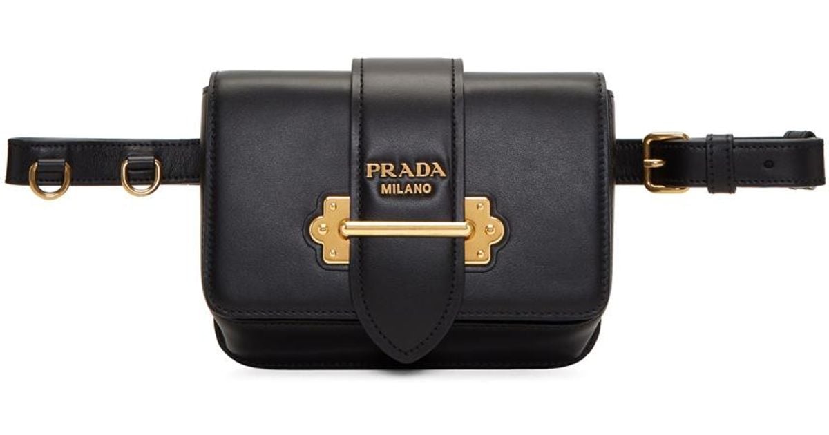 Lyst Prada Black Cahier Chain Belt Bag In