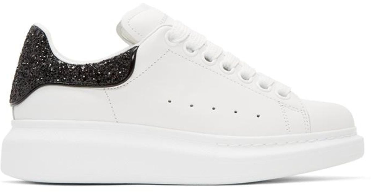 Lyst - Alexander McQueen White & Black Glitter Oversized Sneakers in White