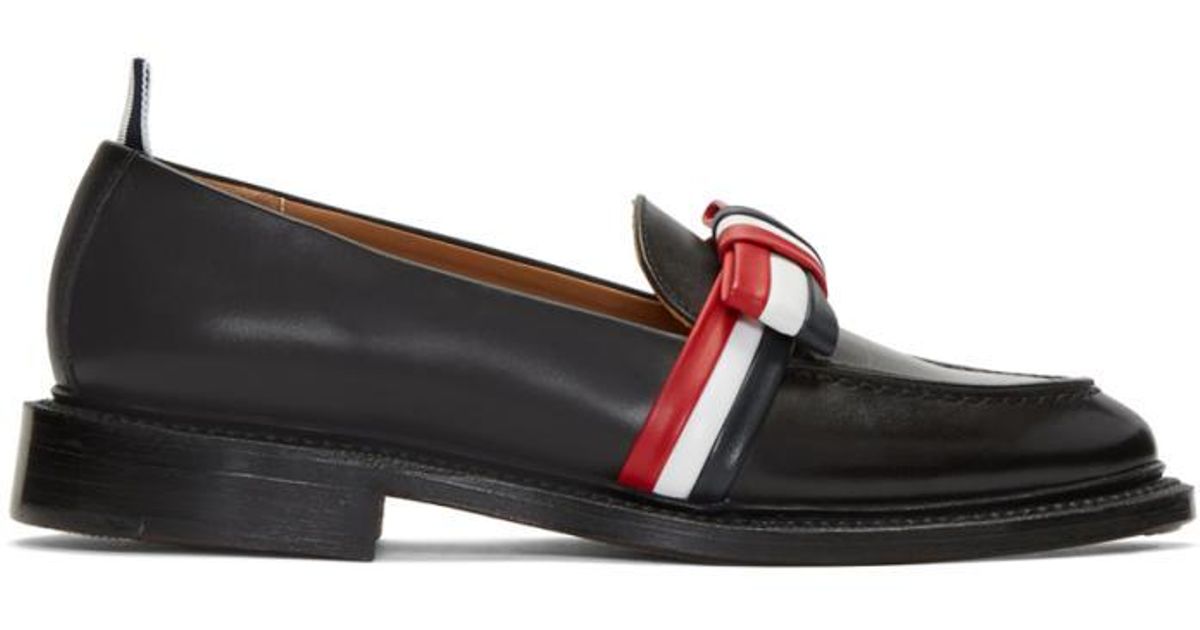 bow loafers black