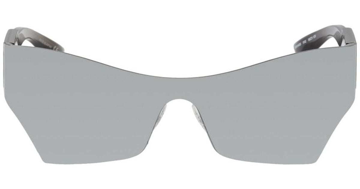 Balenciaga Silver Mono Cat Sunglasses in Metallic for Men - Lyst