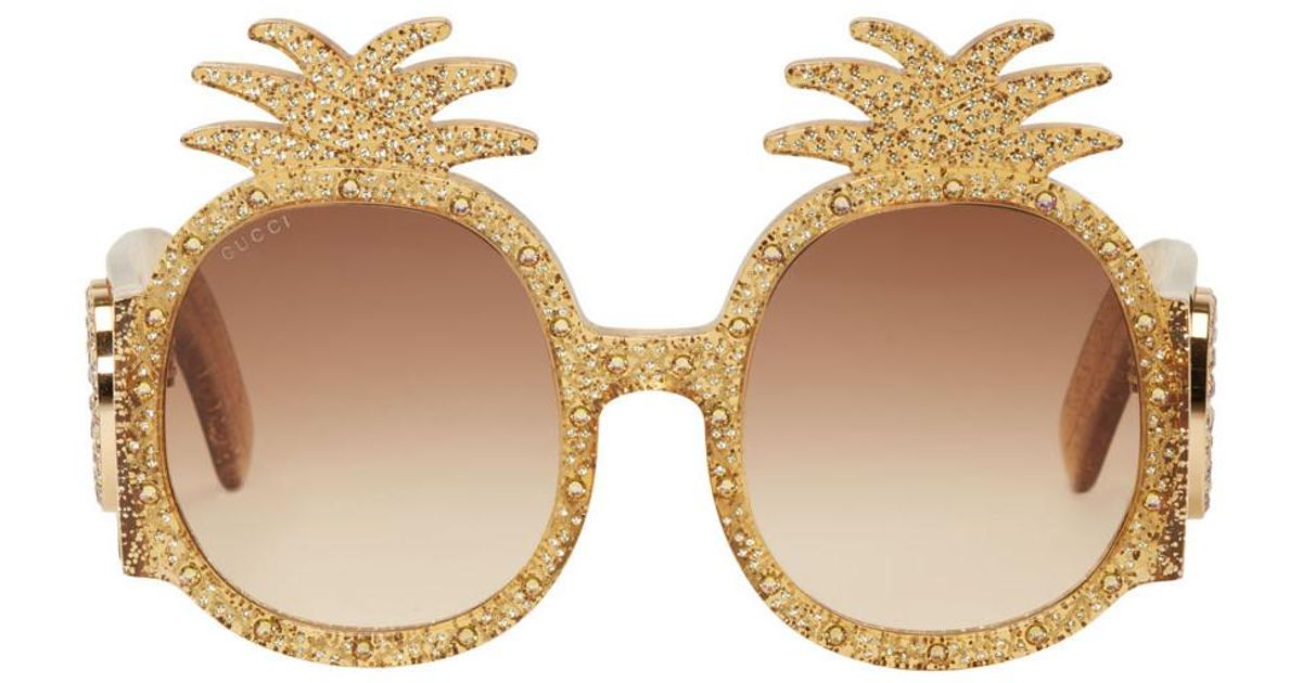 Lyst - Gucci Yellow Pineapple Glitter Sunglasses in Yellow