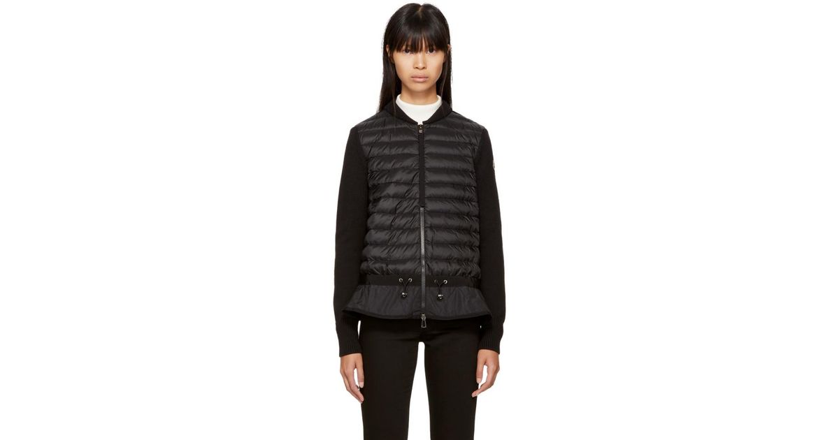 moncler black down knit peplum jacket moncler black down knit peplum jacket