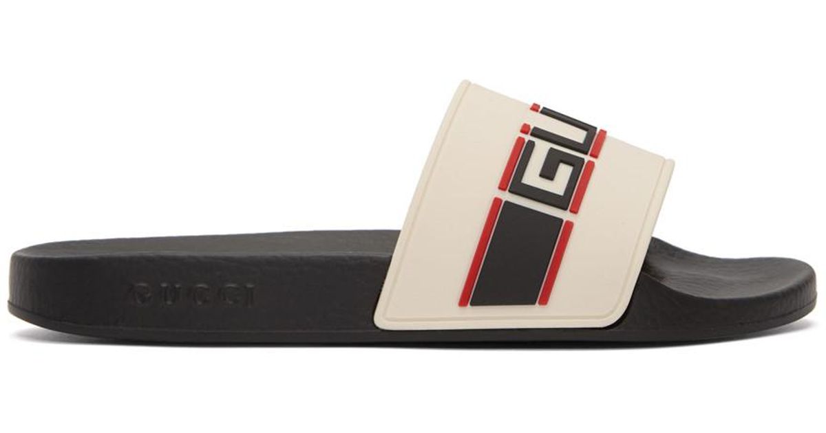 Gucci Multicolor Logo Embossed Rubber Slides for men