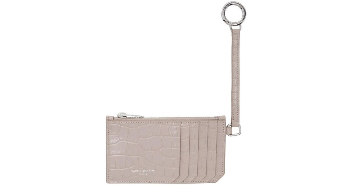 lyst saint laurent pink croc embossed 5 fragments keyring zip card holder in pink - Card Holder With Keyring lyst saint laurent pink croc embossed 5 fragments keyring zip card holder in pink - Card Holder With Keyring