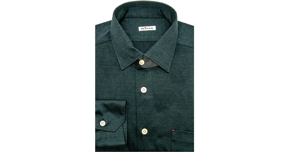 Kiton Hunter Green Knit Dress Shirt in Black for Men Lyst