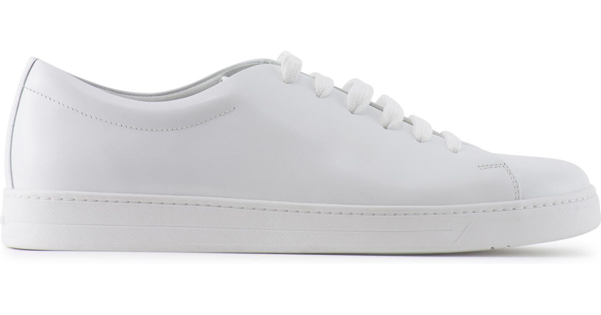 Lyst - Prada Leather Sneakers in White