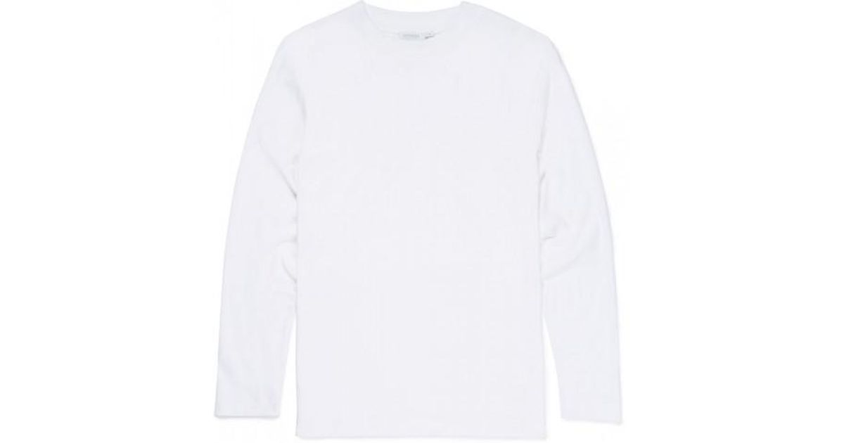 Download Sunspel Cotton White Long Sleeve Mock Turtleneck T Shirt ...