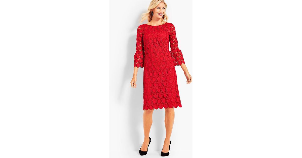 Lyst Talbots Flounce Sleeve Dot Lace Dress In Red