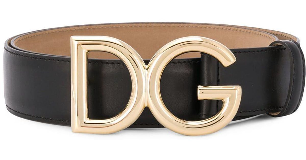Dolce & Gabbana Leather Belt With Dg Logo in Black Lyst