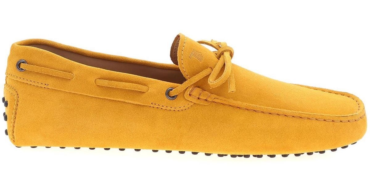 Tod's Suede Loafer In Mustard Yellow With Buttonhole for Men - Lyst