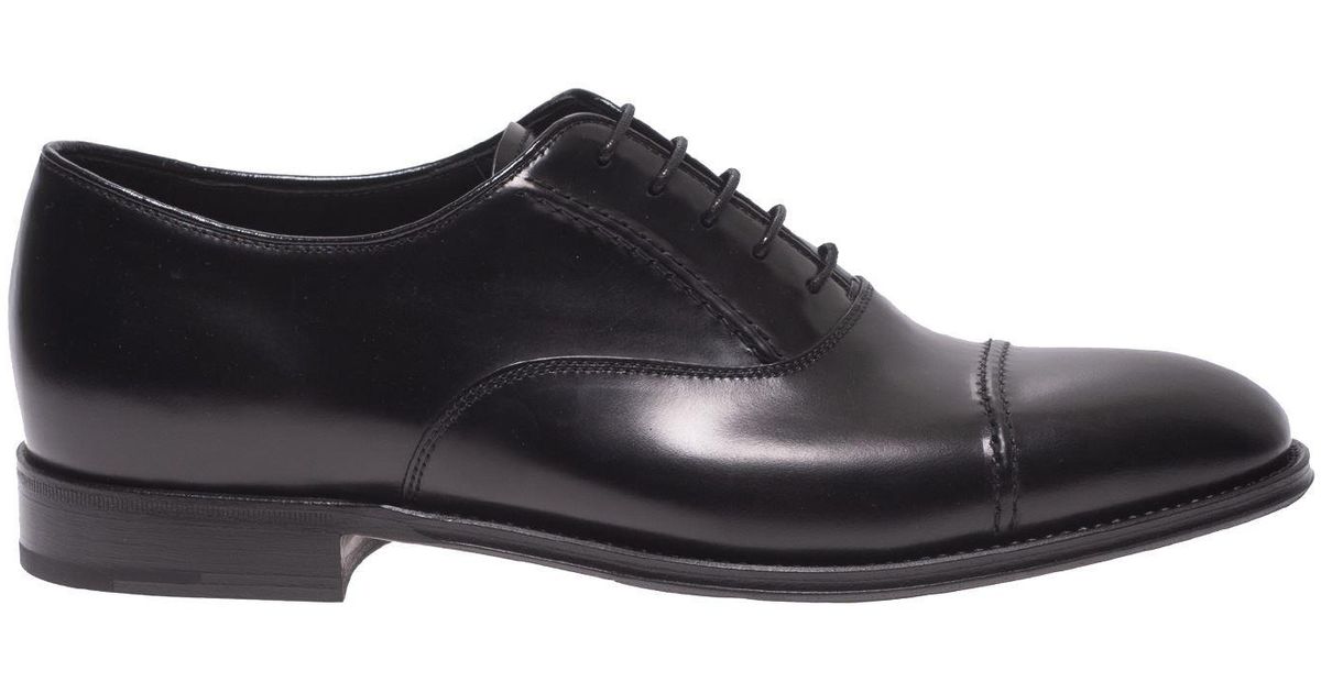 Prada Brushed Leather Oxford In Black for Men - Lyst