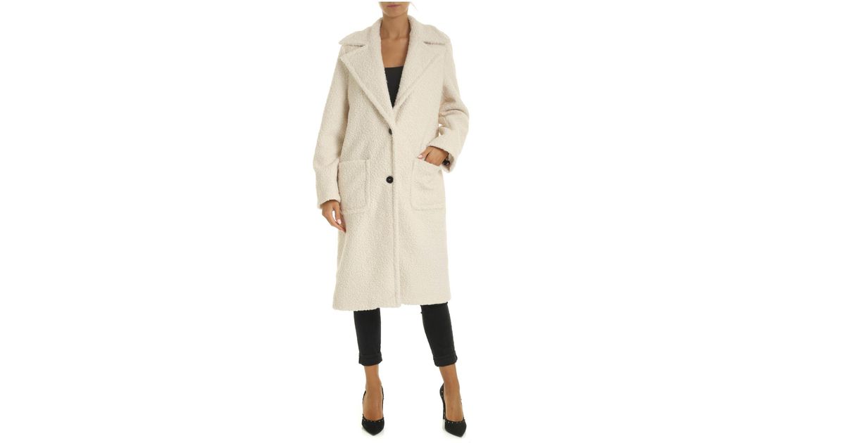 Pinko Synthetic Favola Coat In Ivory Color in White - Lyst