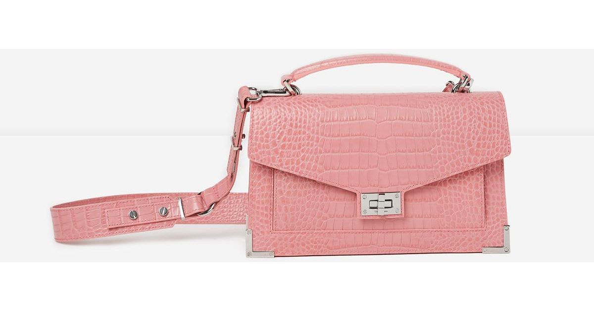 The Kooples Leather Medium-size Pink Crocodile Emily Bag ...