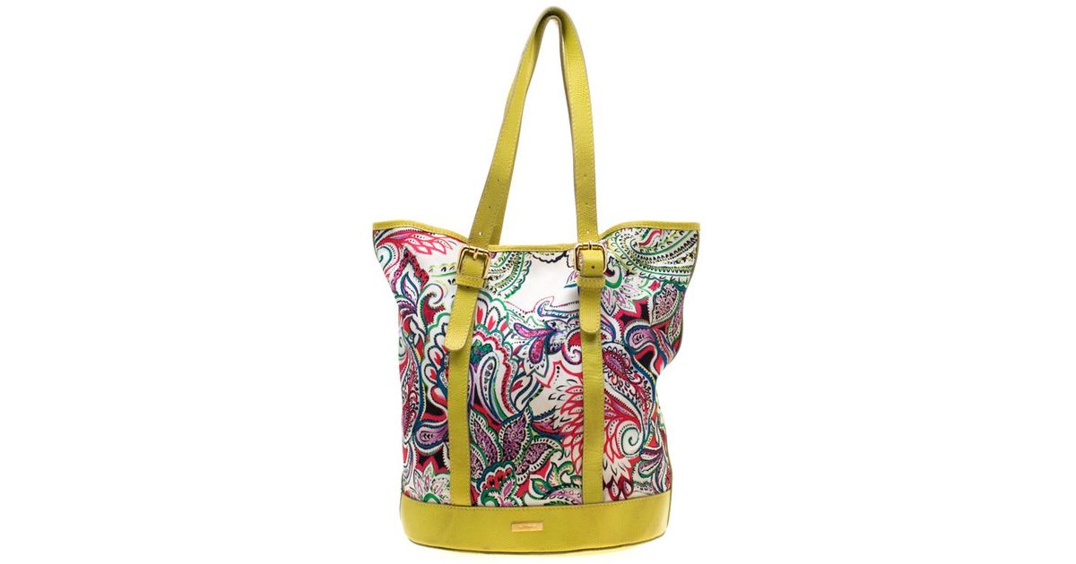 Etro Multicolor Paisley Print Canvas And Leather Tote - Lyst